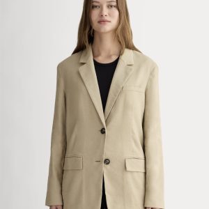 The Oversized Blazer in Stretch Linen | Trench Coat Khaki