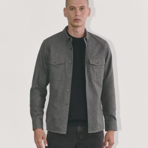 The Brushed Flannel Shirt | Heathered Graphite