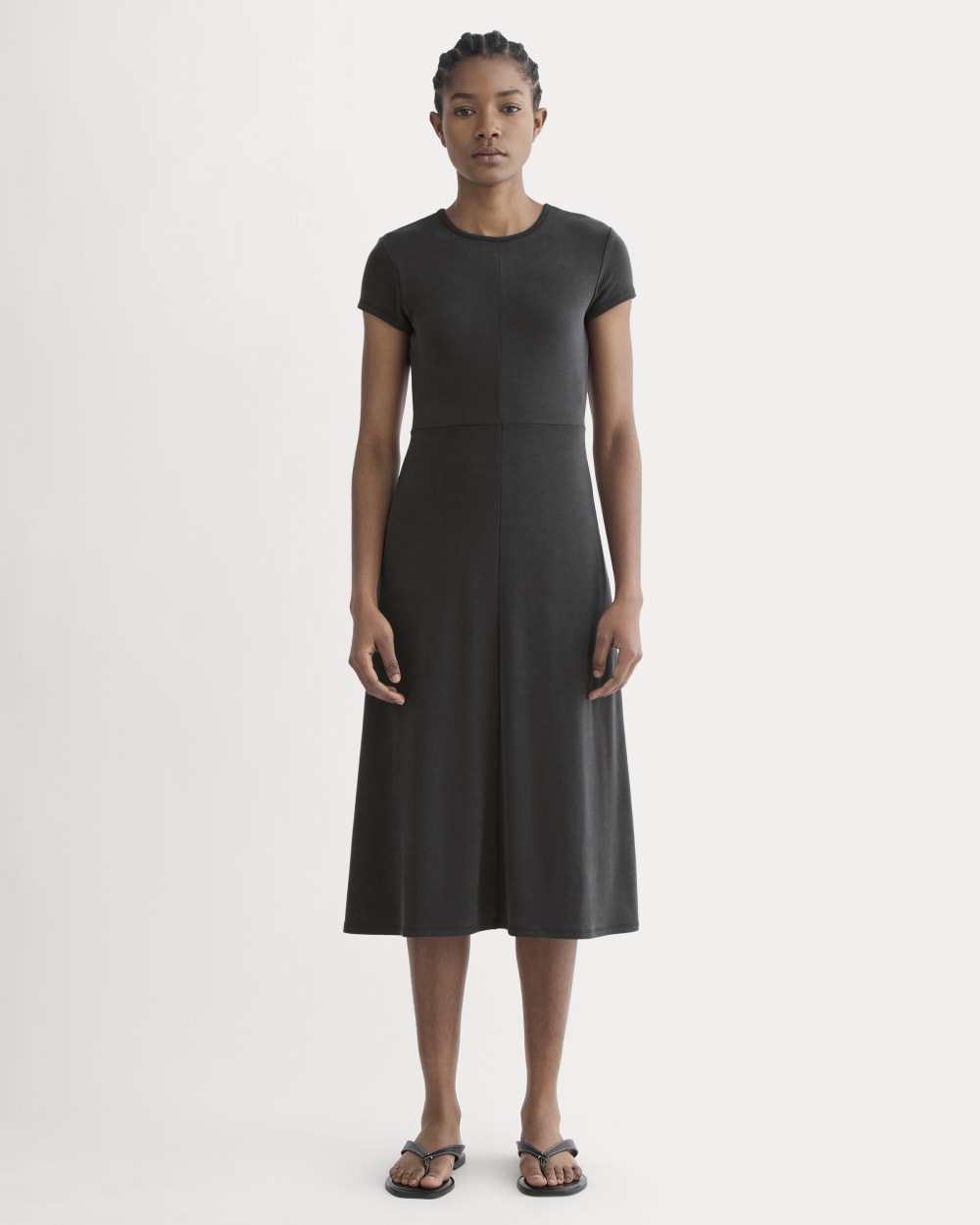 Midi Tee Dress in Butterknit | Black - Image 2