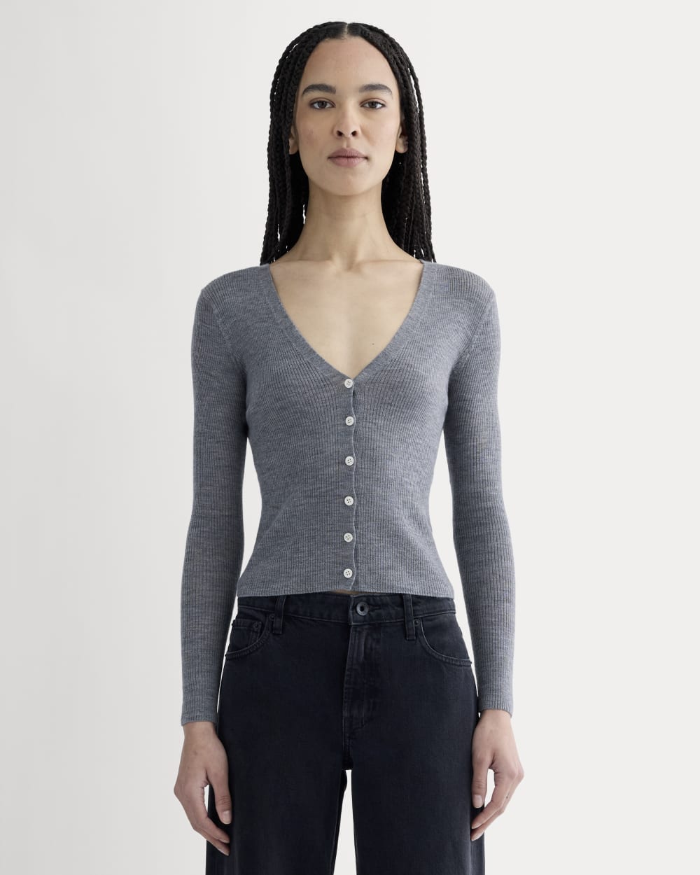 The Cardigan in Ultrasoft Merino | Heather Mid Grey