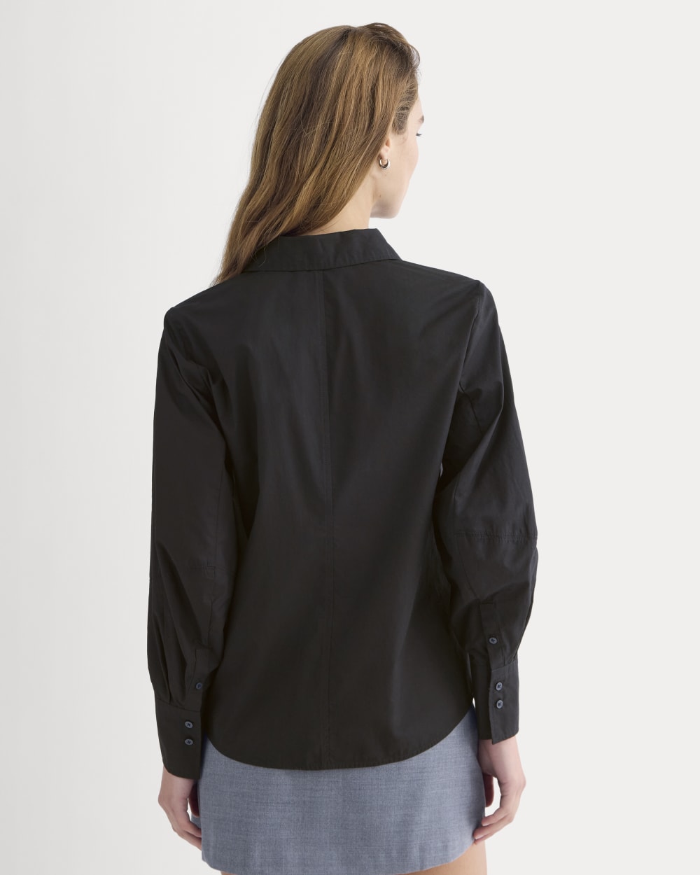 Lantern-Sleeve Shirt in Lightweight Cotton | Black - Image 5