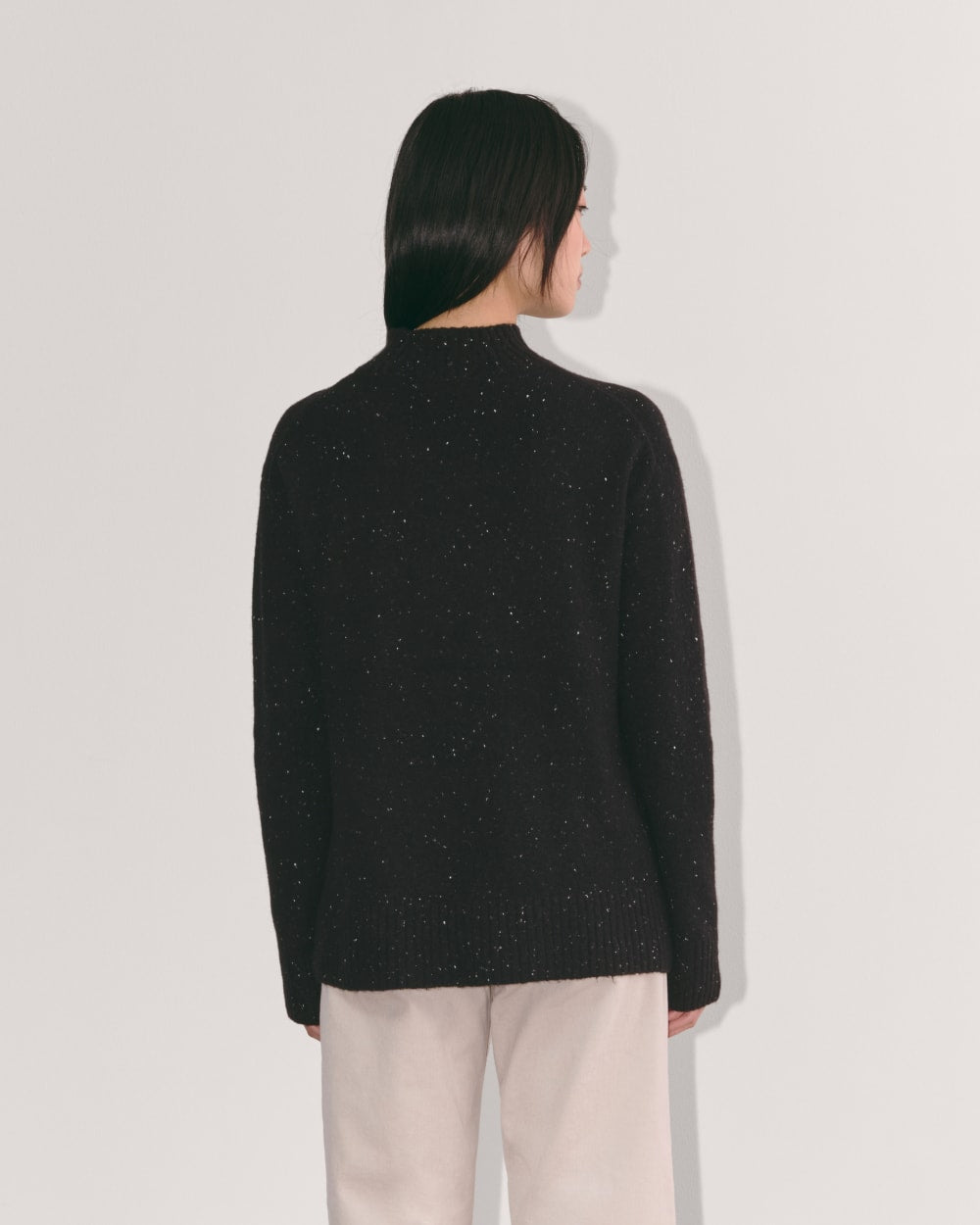 The Mockneck Sweater in Plush Cotton | Black Confetti - Image 5