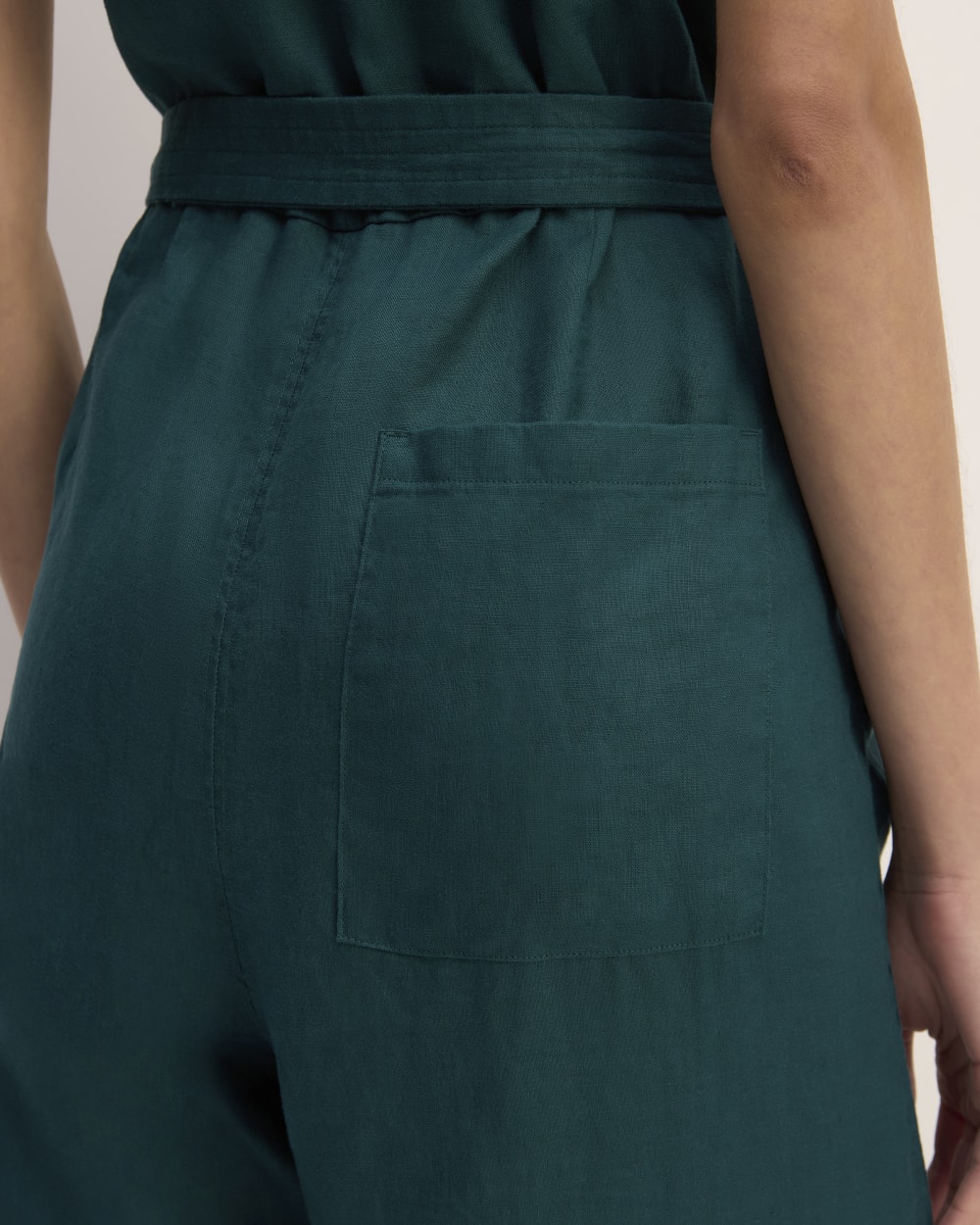 The Linen Side-Button Jumpsuit | Dark Sea - Image 5
