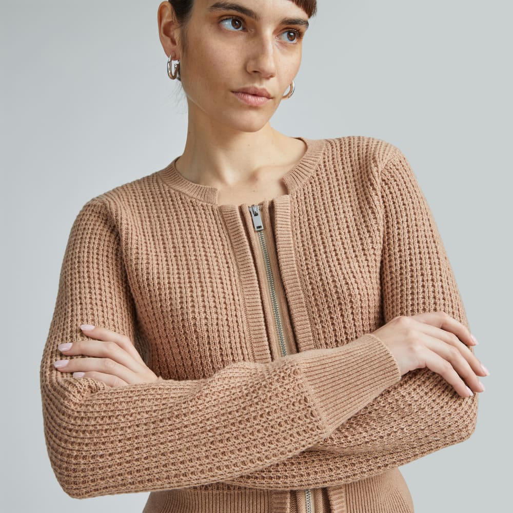 The Cropped Cotton-Merino Bomber | Chestnut - Image 4