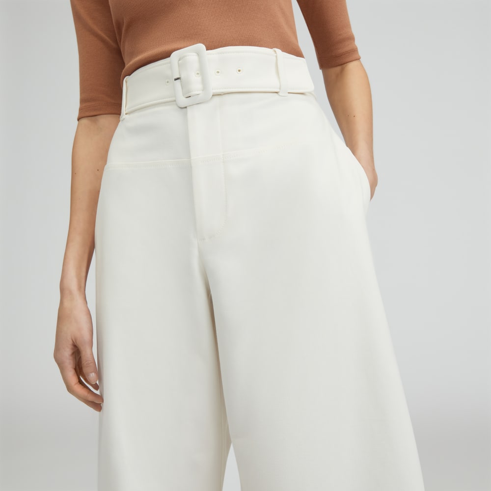 The Structured Cotton Belted Pant | Bone - Image 4
