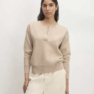 The Cotton-Merino Vintage Henley | Warm Oat Heather