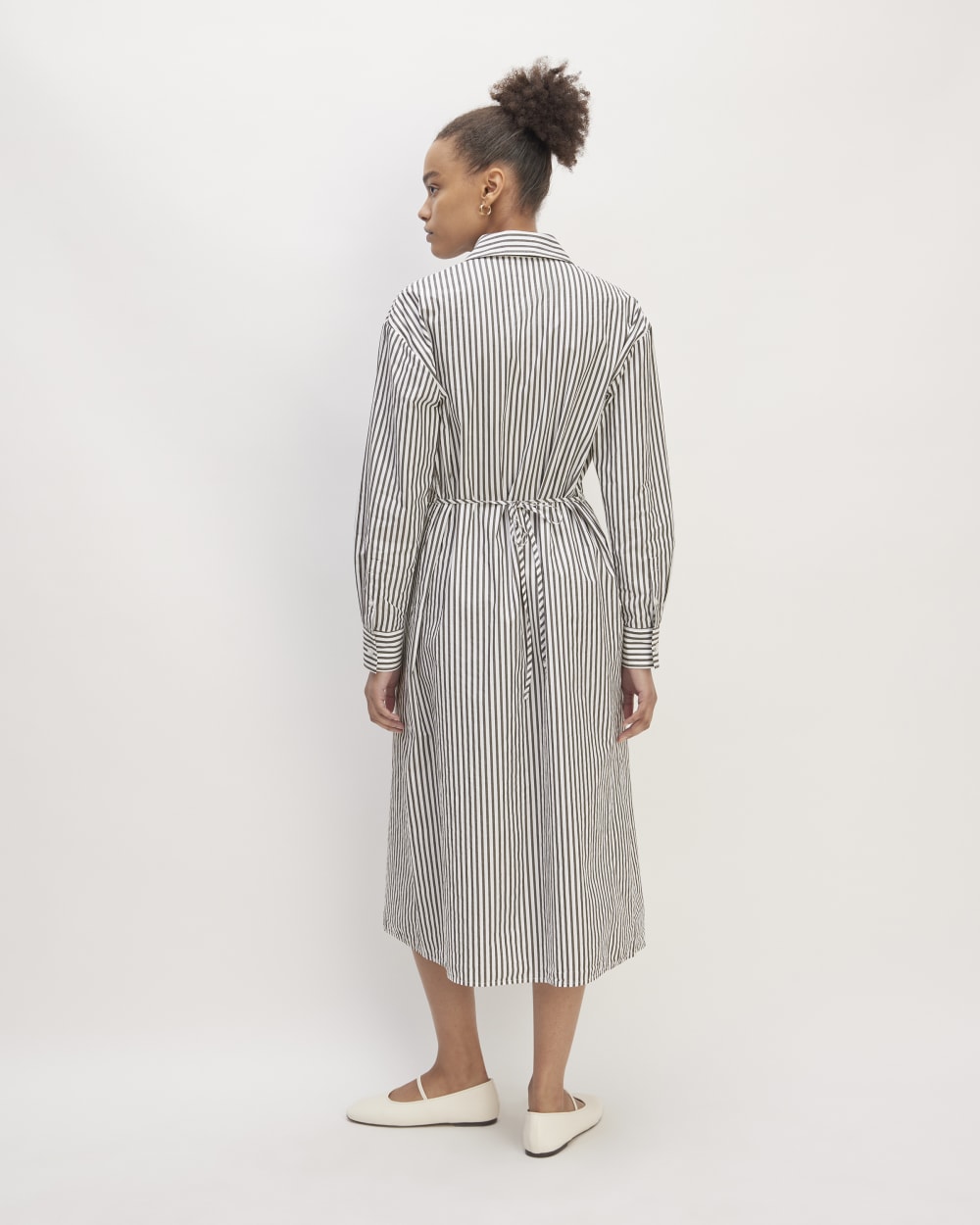 The Supima? Cotton Midi Shirt Dress | Optic White / Black - Image 6