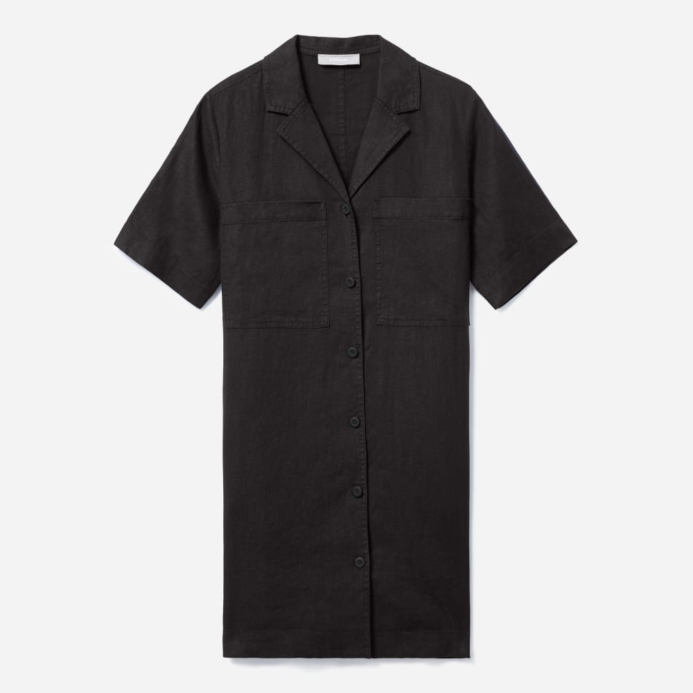 The Linen Workwear Dress | Black - Image 2