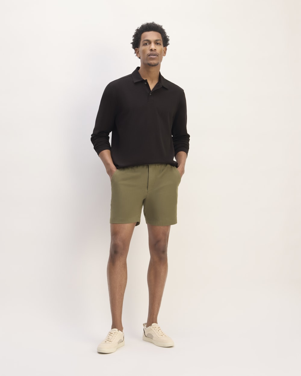 The Premium Weight Long-Sleeve Polo | Black - Image 3