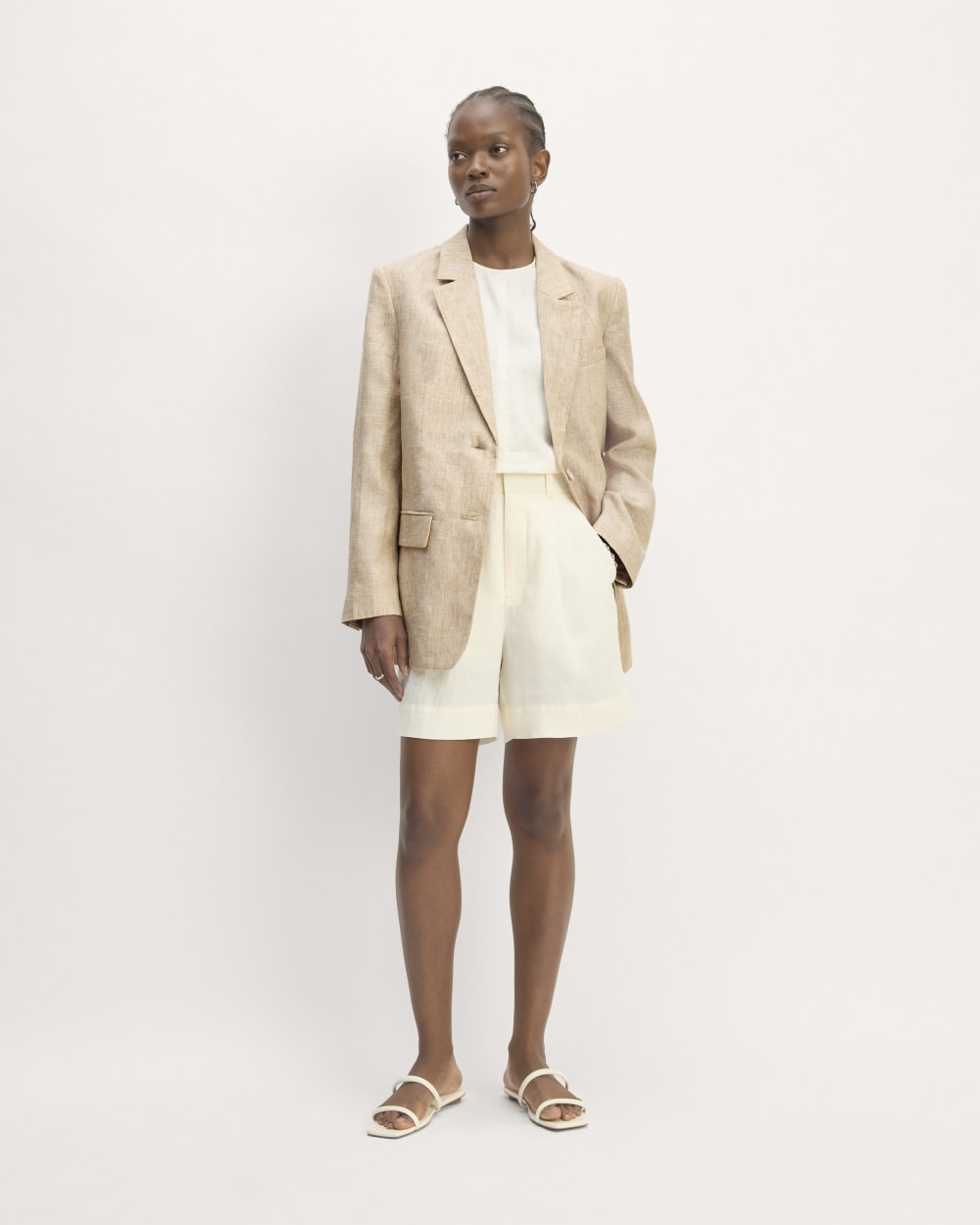 The Oversized Blazer in Linen | Cornstalk Chambray - Image 4