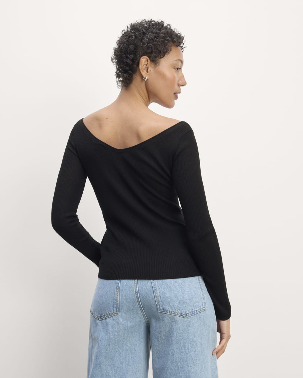 The Off-Shoulder Top in Ultrasoft Merino | Black - Image 6