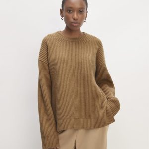 The Oversized Crew in Luxe Merino | Deep Camel