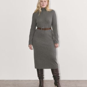 The Turtleneck Sweater Dress in Cashmere | Heather Charcoal