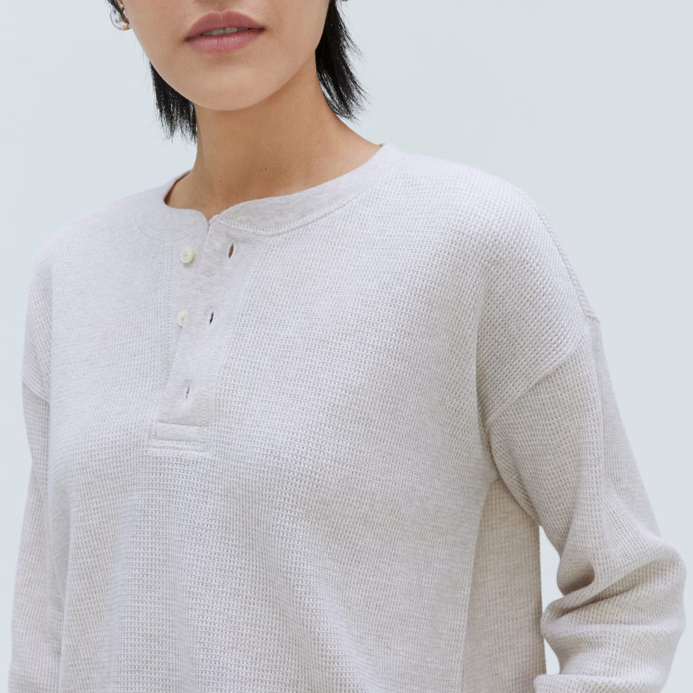 The Organic Cotton Waffle Henley | Heathered Tan - Image 4