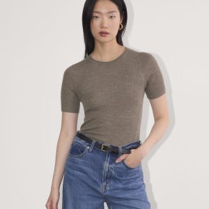 The Sweater Tee in Ultrasoft Merino | Heather Cocoa