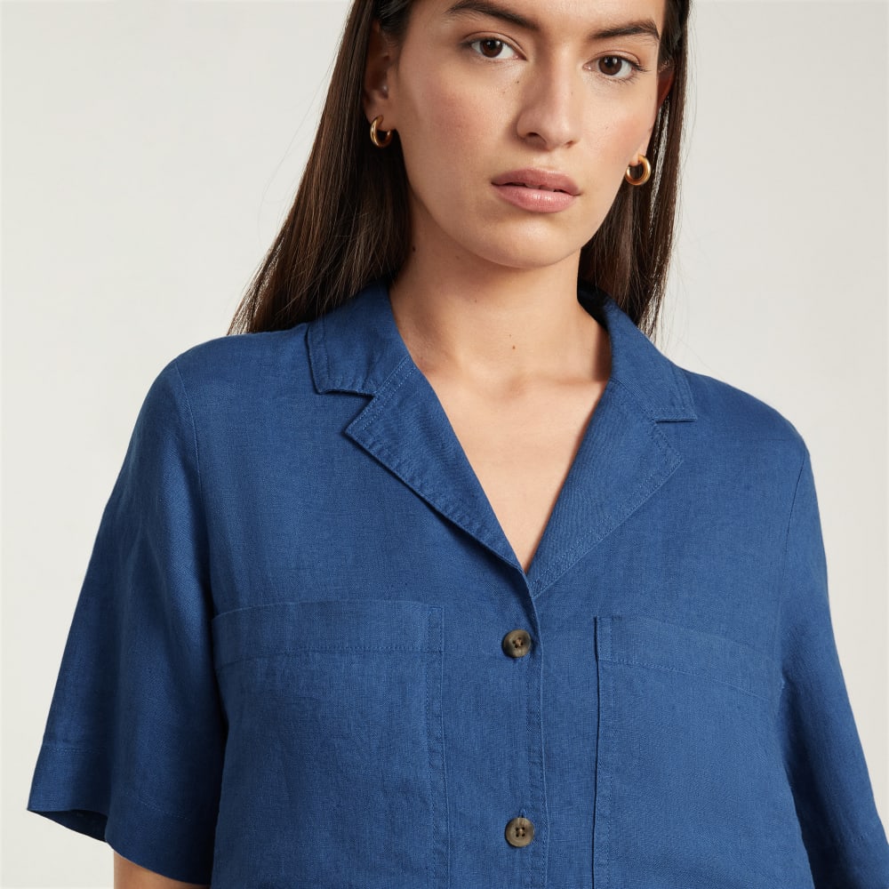 The Linen Workwear Dress | Deep Blue - Image 4