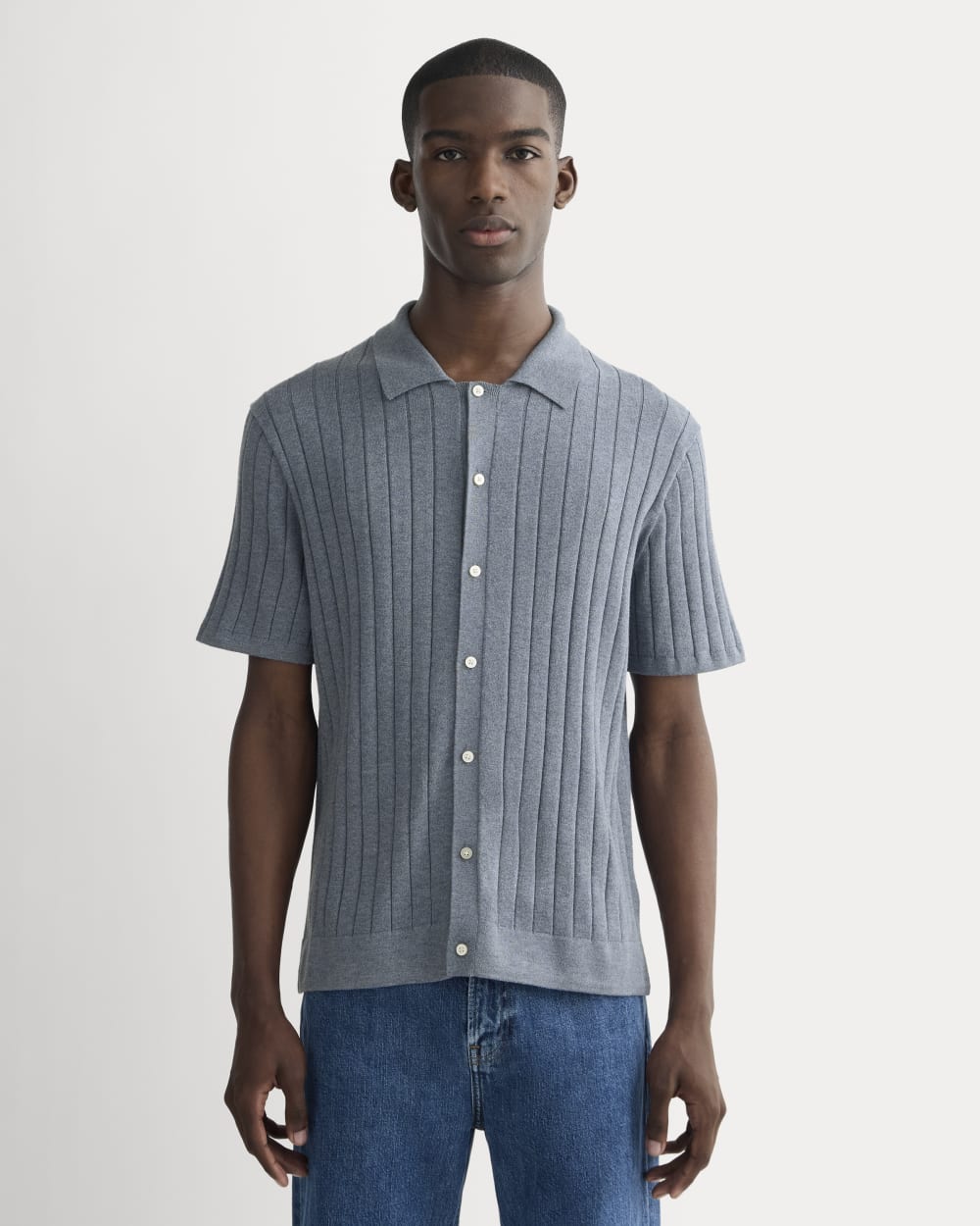 The No-Sweat Button-Down Polo | Heather Sage Blue