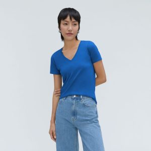 The Organic Cotton V-Neck | Lapis Blue