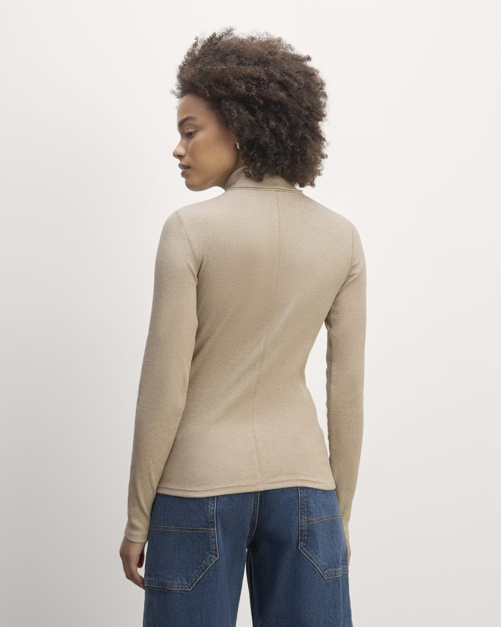 The Luxe Rib Turtleneck | Heathered Tan - Image 4