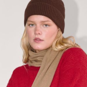 The Cashmere Ribbed Beanie | Dark Mahogany