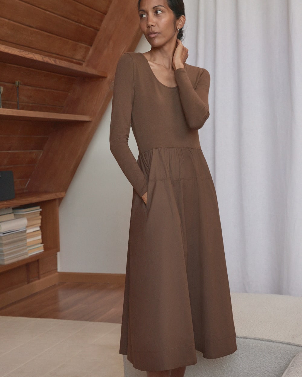 The Long-Sleeve Riviera Dress | Cocoa - Image 7