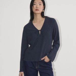 The Crinkle Long-Sleeve | Navy