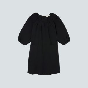 The Seersucker Puff Sleeve Dress | Black