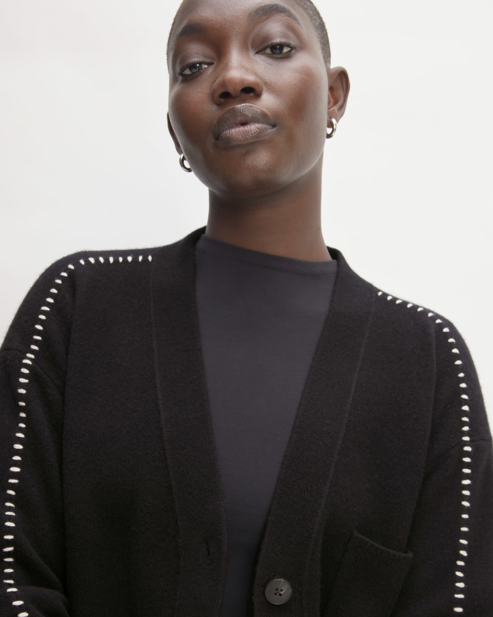 The Good Merino Wool Cardigan | Black / Buttermilk - Image 4