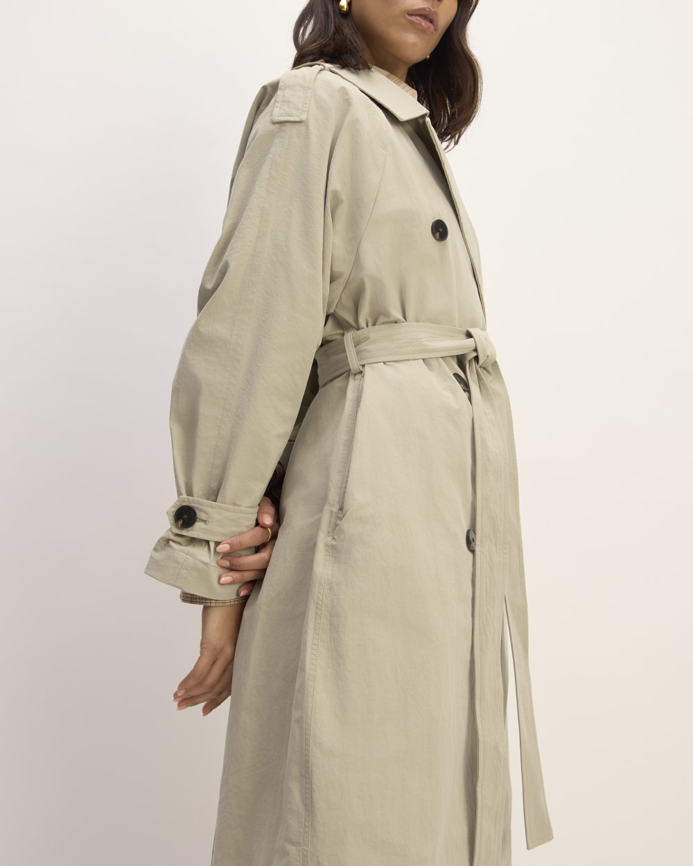 The ReNew Long Trench Coat | Trench Coat Khaki - Image 4