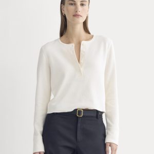 Boxy Henley in Cozy Waffle | Bone