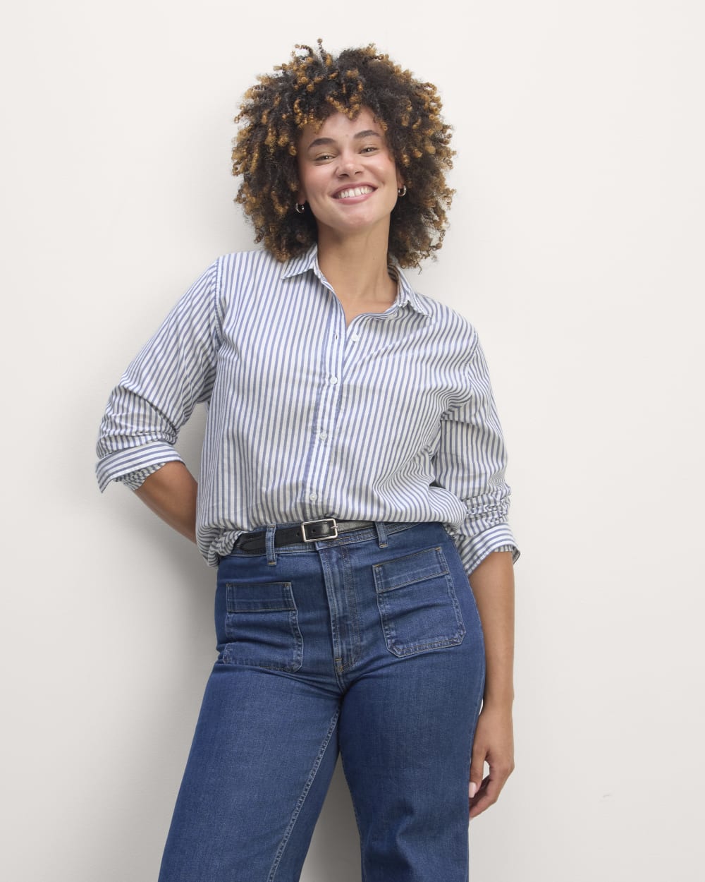 The Must-Have Shirt in Silky Cotton | White / Bellwether Blue
