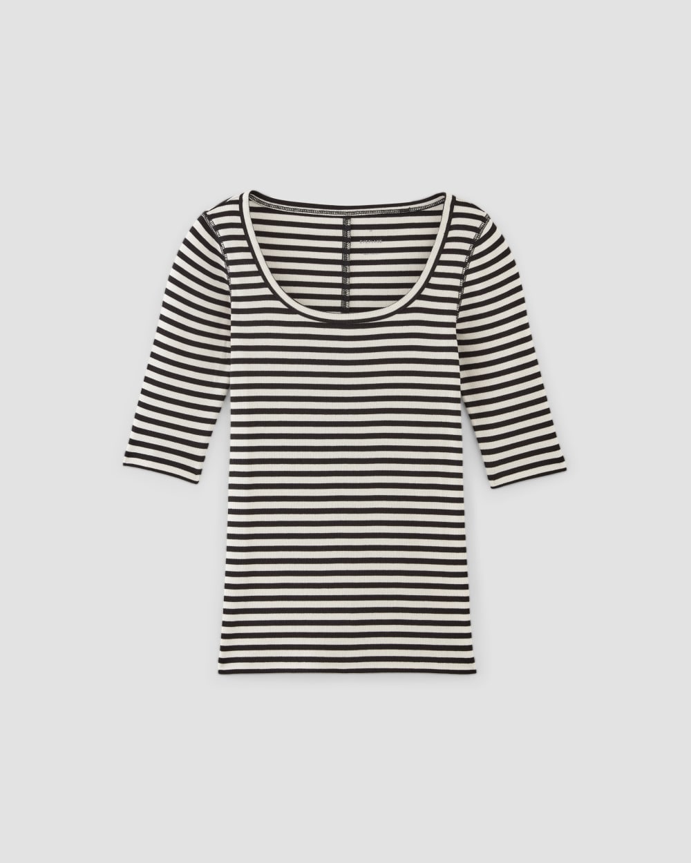 The Luxe Rib Scoop-Neck Tee | Bone / Black - Image 2