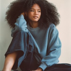 The ReNew Teddy Oversized Crew | Faded Blue