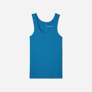The Pima Micro-Rib U-neck Tank | Horizon Blue