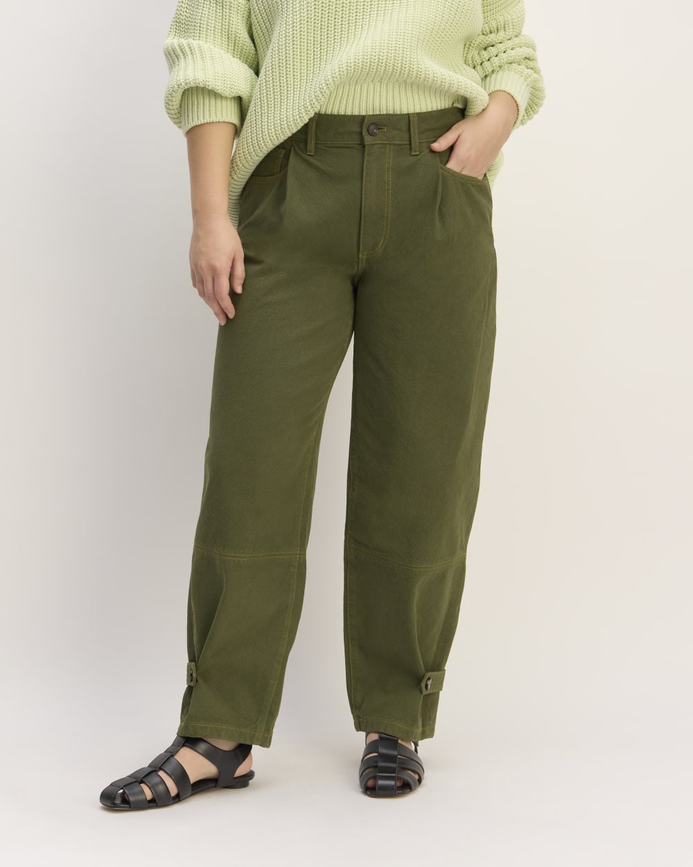 The Everlane x Marques' Almeida Canvas Oversized Barrel Pant | Deep Moss Green - Image 3