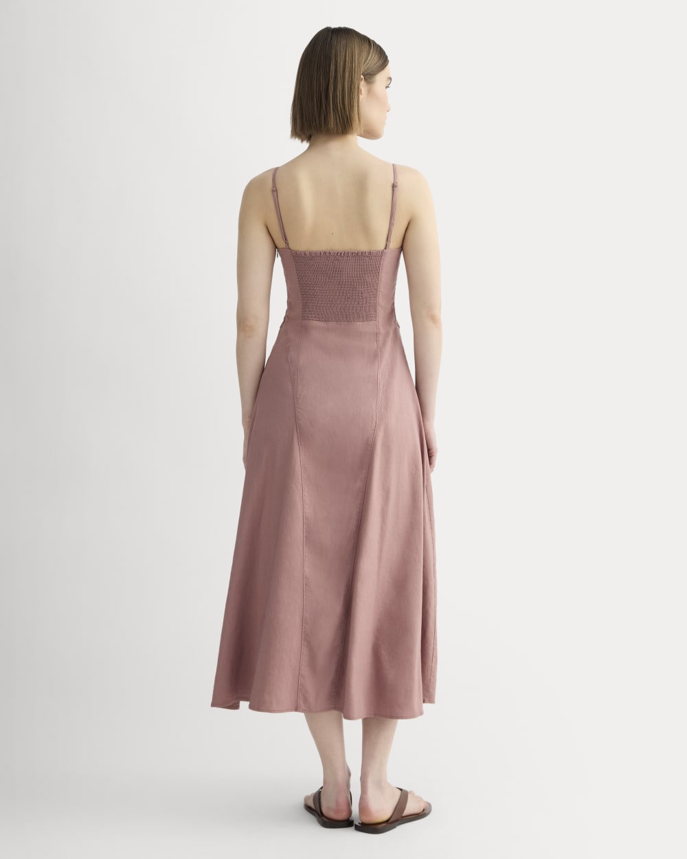 The Seamed Dress in Stretch Linen | Rose Dusk - Image 5