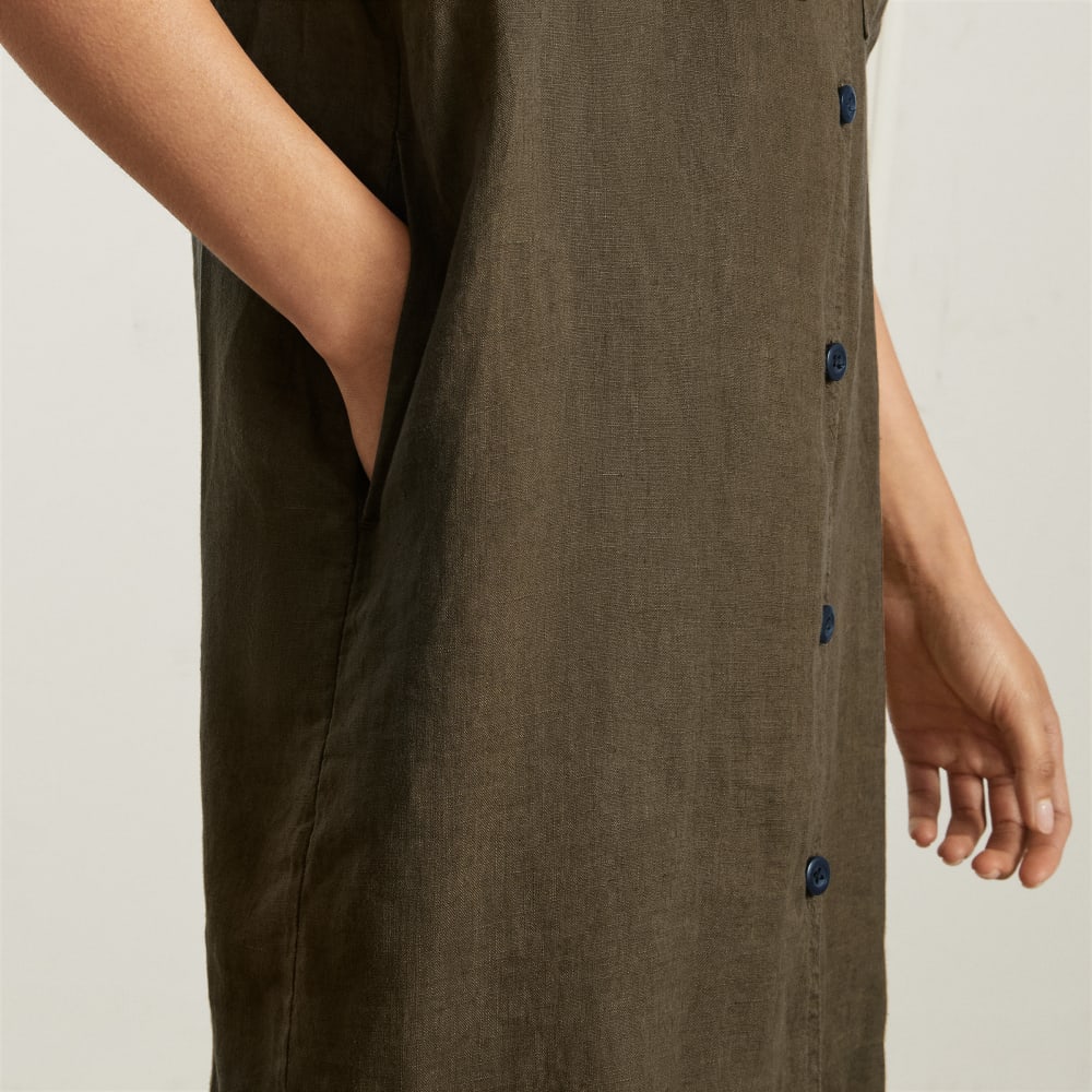 The Linen Workwear Dress | Beech - Image 5