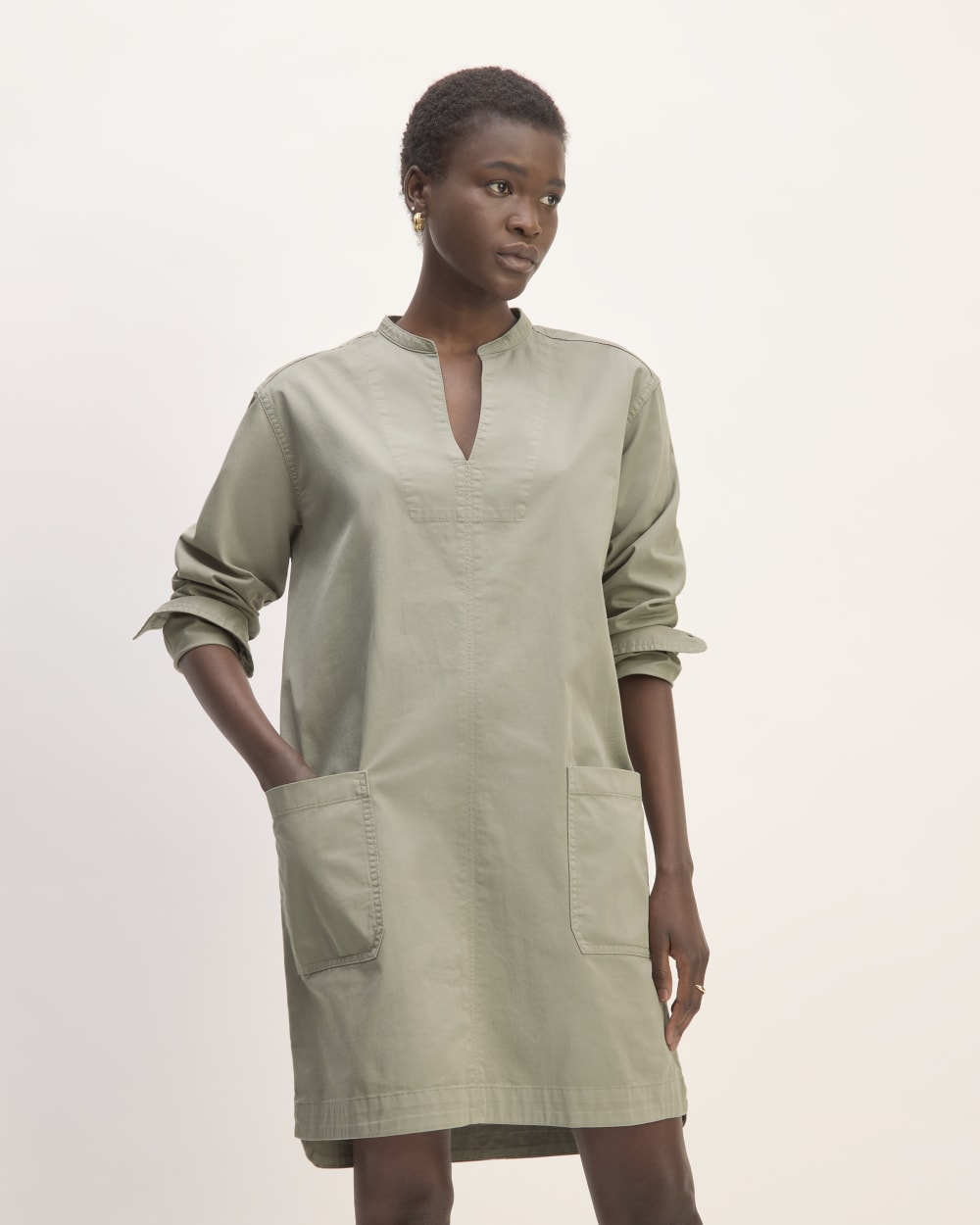 The Long-Sleeve Utility Mini Dress | Sage Green - Image 3