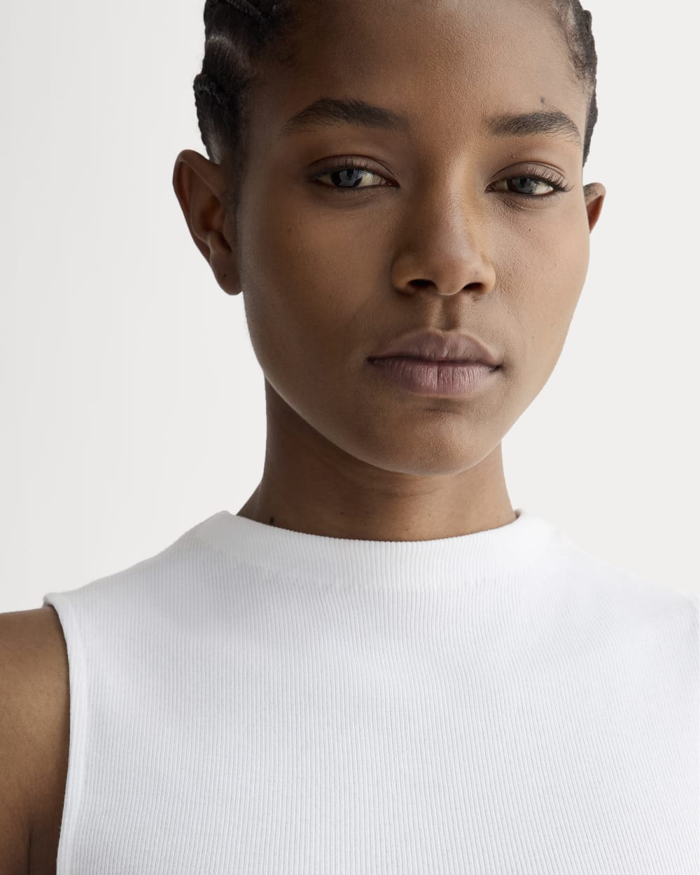 The Luxe Rib Funnel-Neck Tank | White - Image 3
