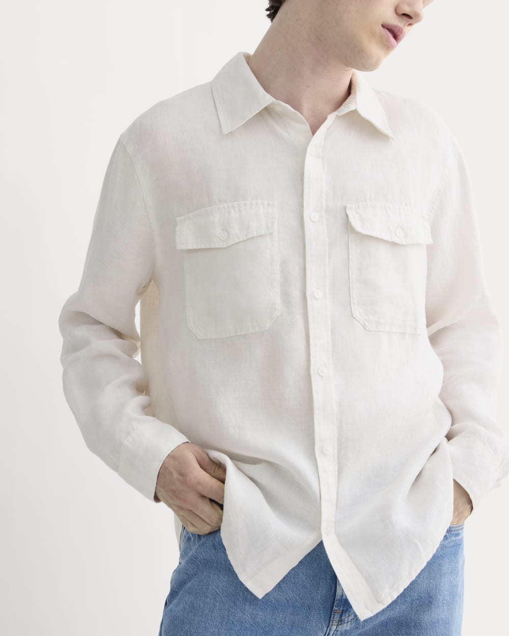 The Linen Utility Shirt | Natural Chambray - Image 4