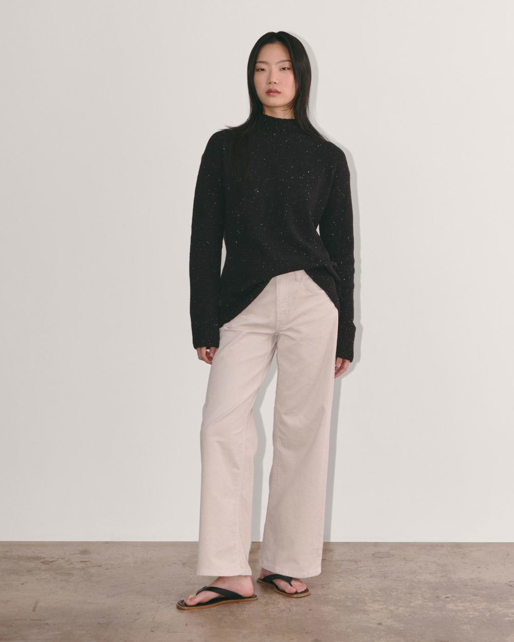 The Mockneck Sweater in Plush Cotton | Black Confetti - Image 4