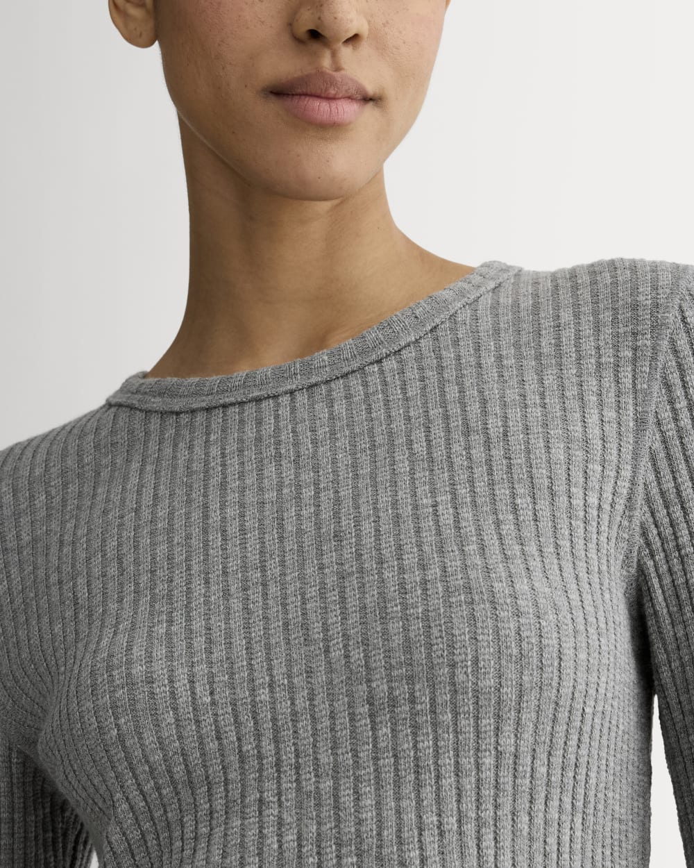 The Cozy Rib Long-Sleeve Tee | Mid Heather Grey - Image 4
