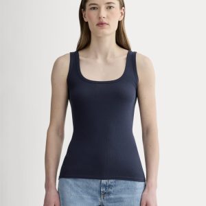 The Luxe Rib Square-Neck Tank | Navy