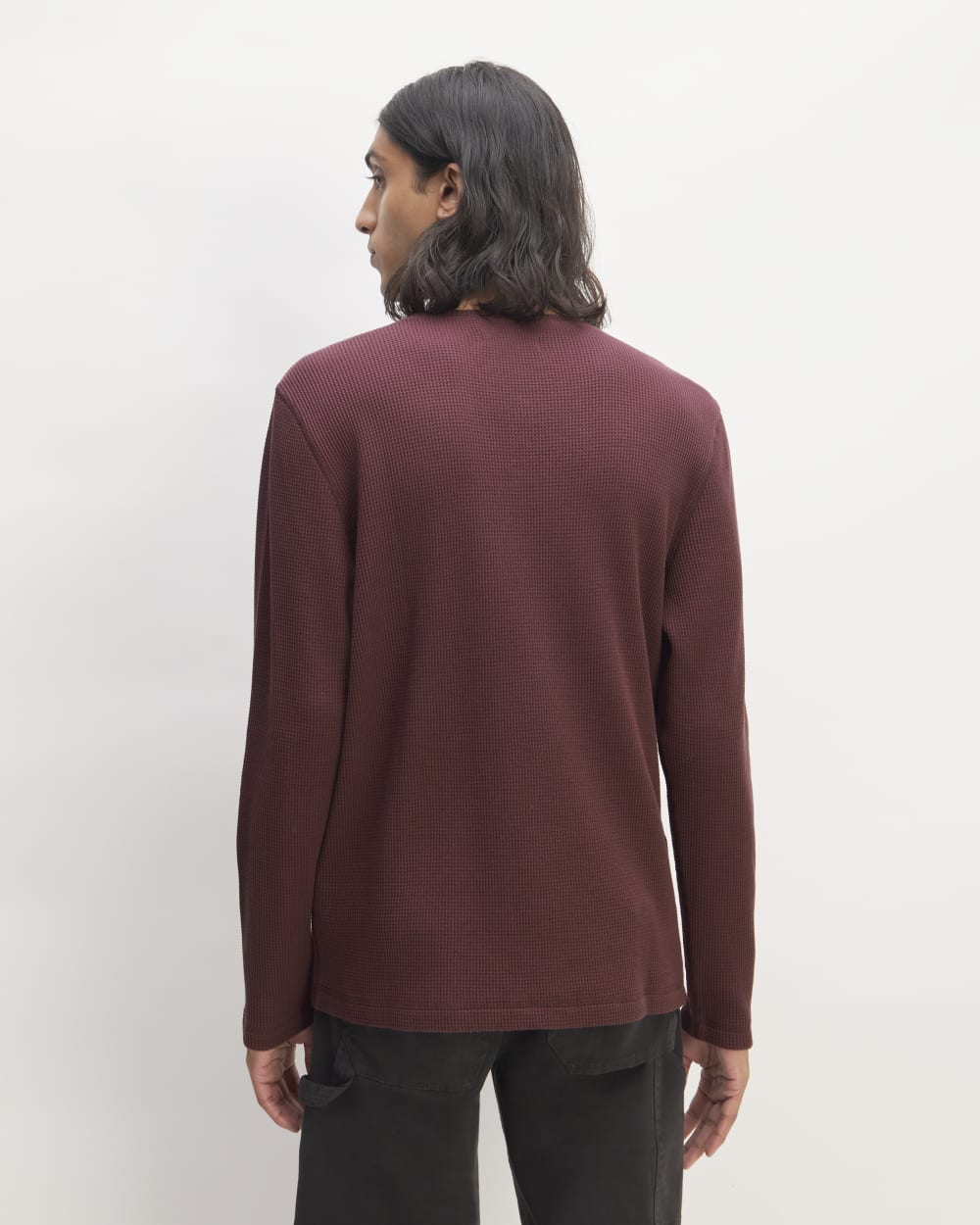 The Waffle Long-Sleeve Henley | Burgundy - Image 4