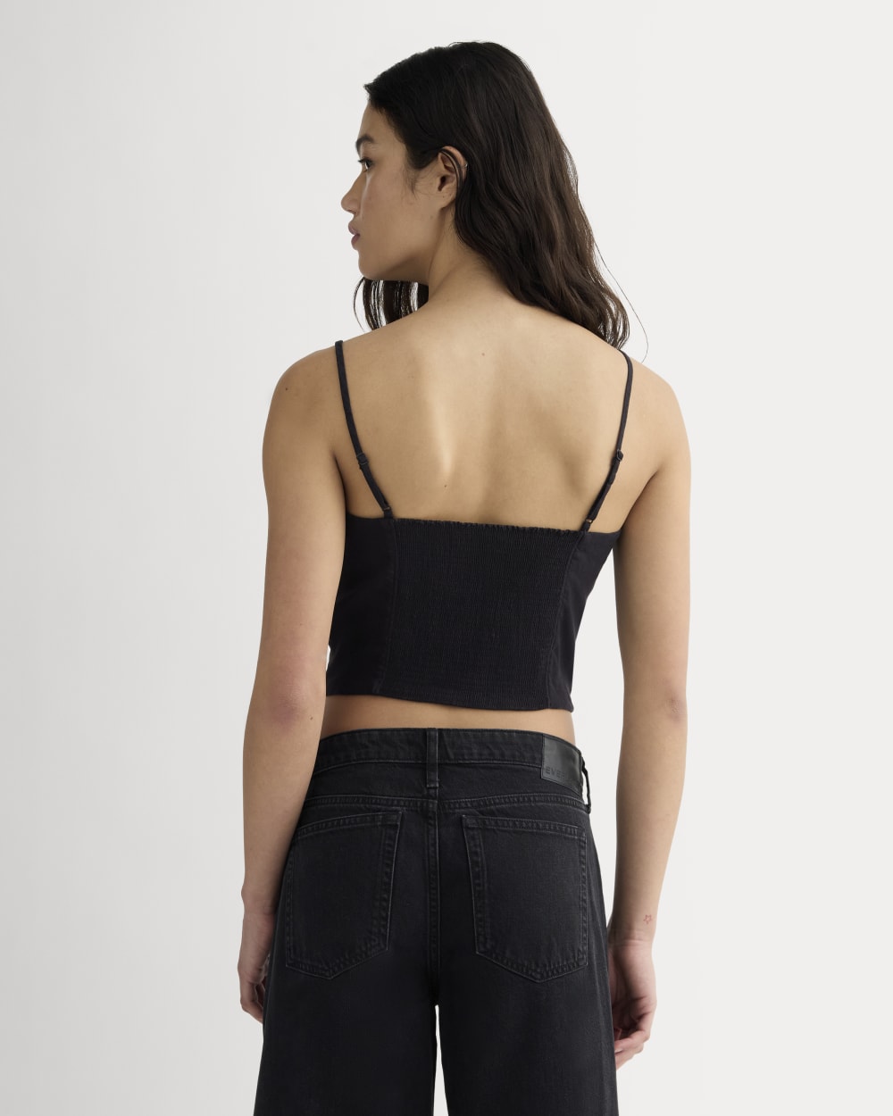 The Seamed Top in Stretch Linen | Black - Image 5