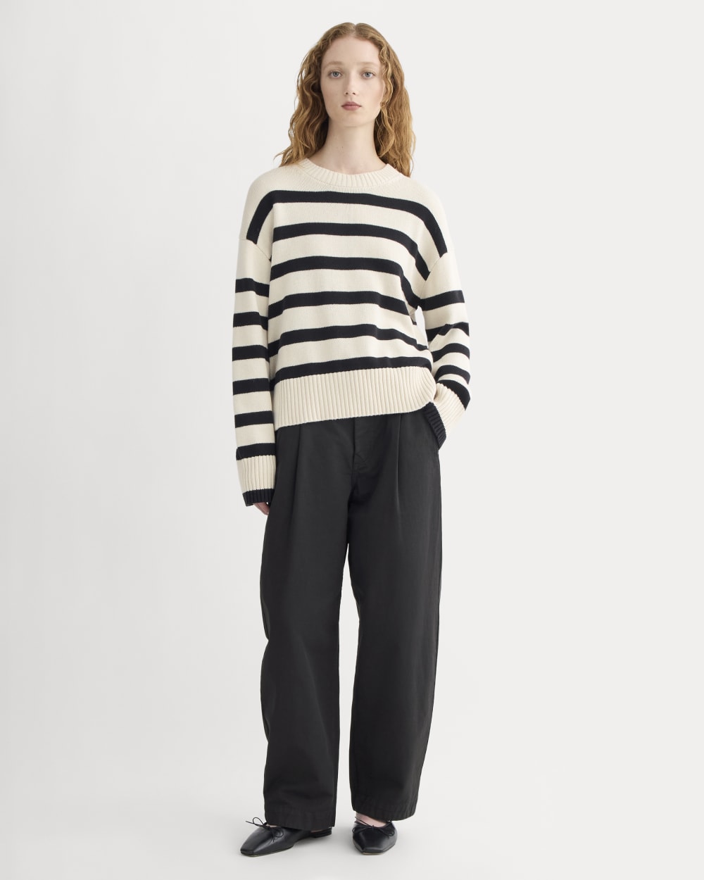 The Boxy Sweater in Everyday Cotton | Canvas / Black - Image 3