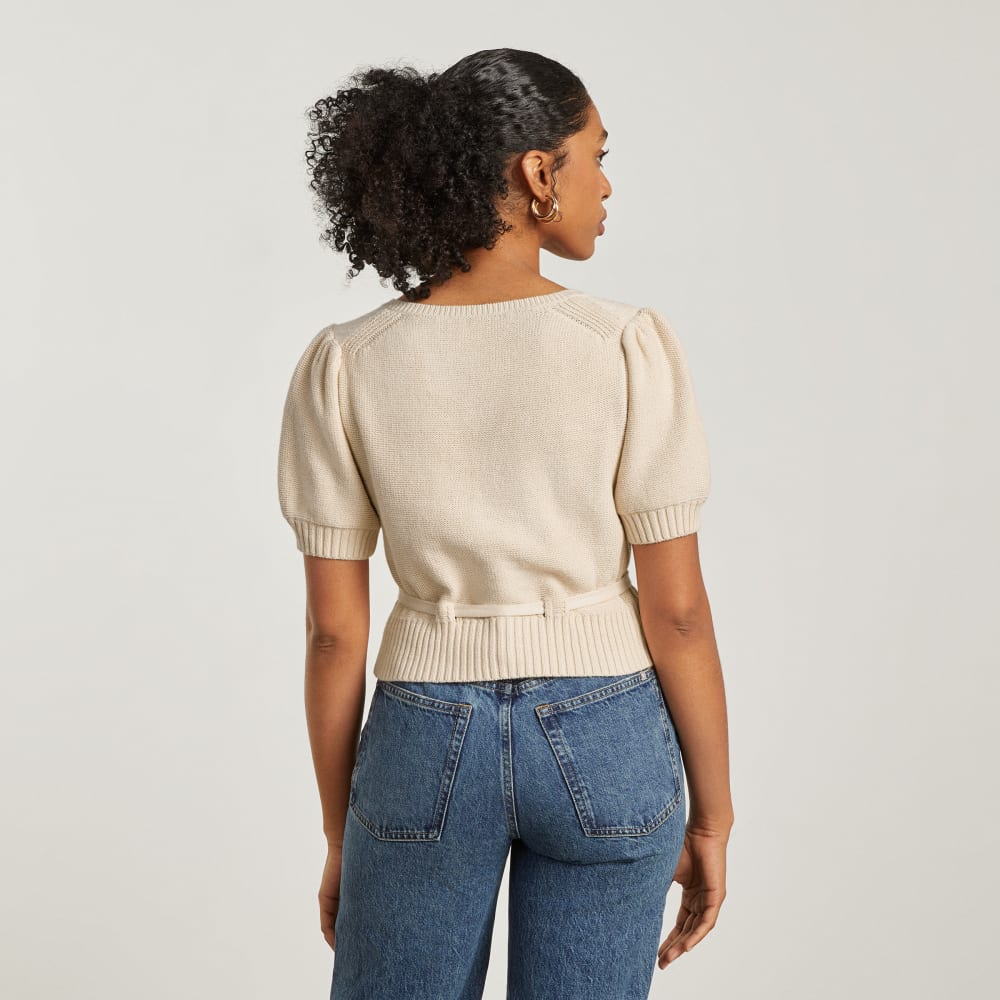 The Puff Sleeve Sweater Top | Parchment - Image 3