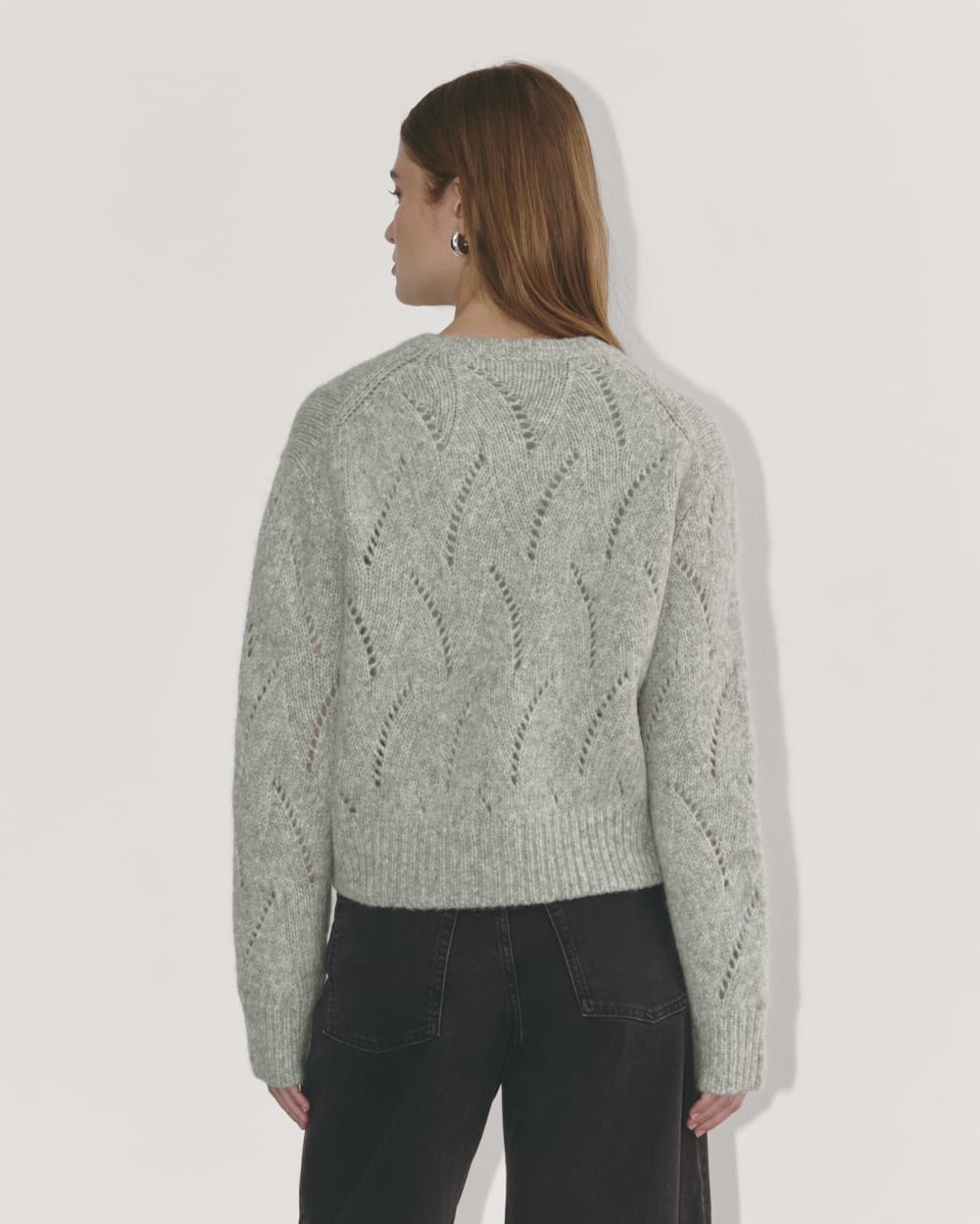 The Pointelle Cardigan in Cloud | Heather Grey - Image 5