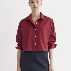 The Way-Short Shirt in Silky Cotton | Merlot