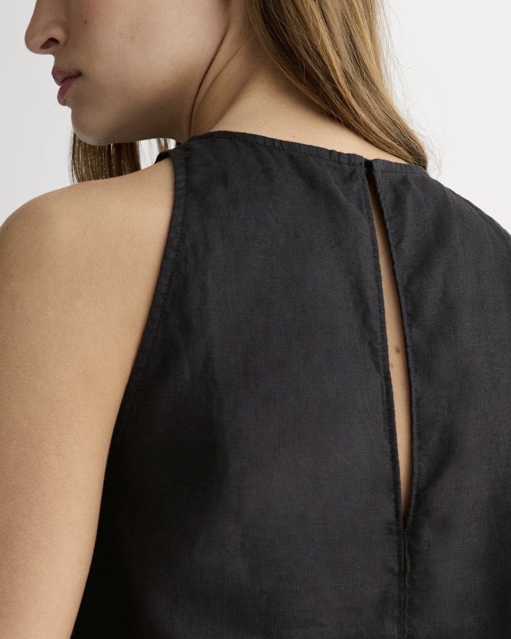 The Linen High-Neck Tank | Black - Image 4